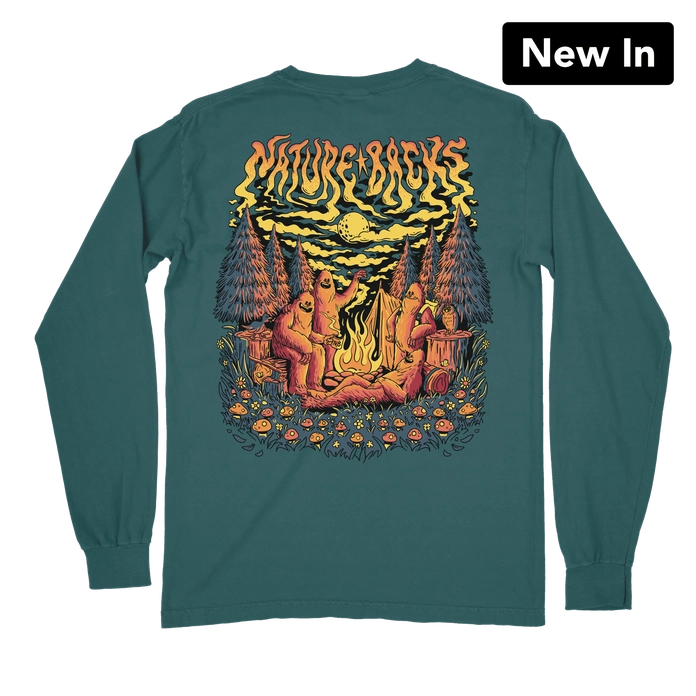 Nature Backs Bigfoot Bonfire Long Sleeve