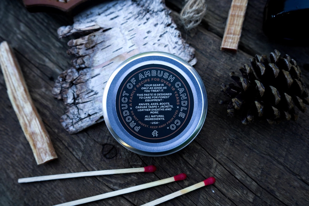 Ambush Candle Co Woodsman Wax | Leather & Gear - 2oz Protective Paste