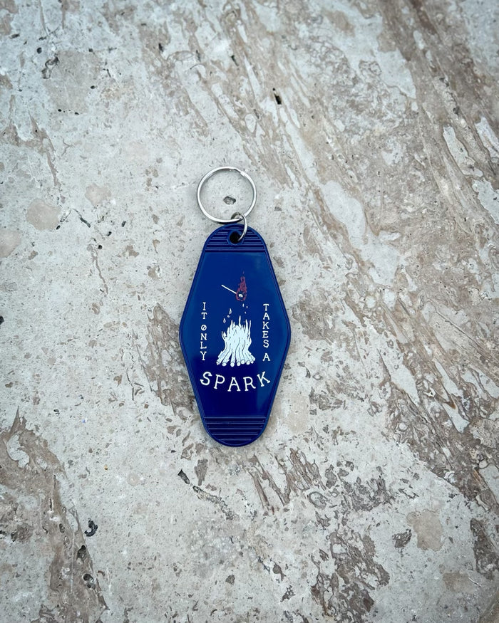 In God We Must It Only Takes a Spark Keychain